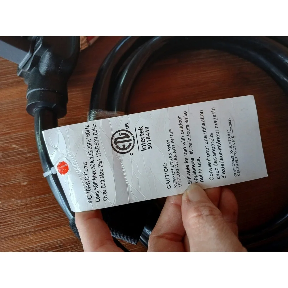 Intertek 4 Prong Dryer Cord 6' 10awg 30Amp Appliance Power Cord 14-30‎ Black ZD4
